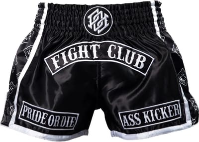 PRIDE or DiE FIGHT CLUB Muay Thai Shorts Zwart Wit - XXL