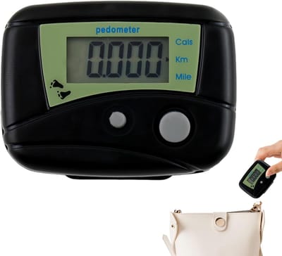 Stappenteller - Loopmeter Activiteitentracker - Fitnessdoelen Meten - Nauwkeurige Sensoren - 5.5 x 4.5 x 2.5 cm - Zwart
