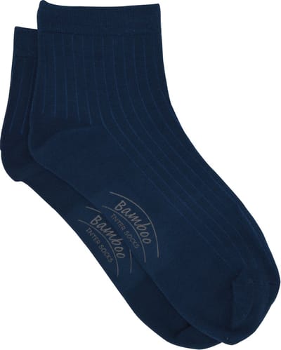 Intersocks dames shortsock - korte dameskousjes in bamboe met rib - 6 paar blauw