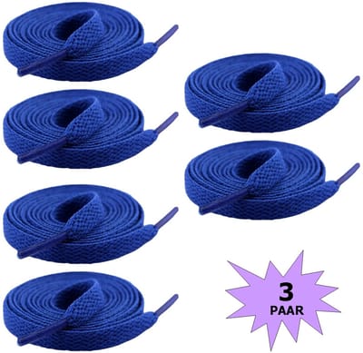 Fako Fashion - Schoenveters - Veters - Plat - 8mm - 120cm - 3 Paar - 6 Stuks - Donkerblauw
