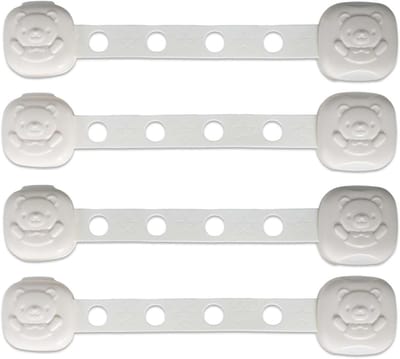 Set van 4 veiligheidssloten voor baby's, verstelbare deur- en ladeblokkering, sterk zelfklevend en eenvoudig te ontgrendelen met één hand, zonder boren, ideaal voor kasten en koelkasten