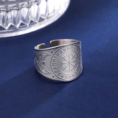 LIKGREAT Viking Kompas Vegvisir Ring Helm van Ontzag Noordse Rune Scandinavisch Amulet Roestvrij Staal Sieraden Nieuwjaarsgeschenk 8