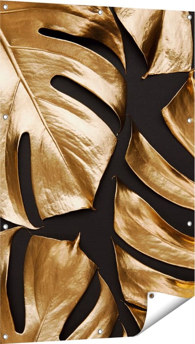 Gards Tuinposter Gouden Bladeren - 80x120 cm - Tuindoek - Tuindecoratie - Wanddecoratie buiten - Tuinschilderij