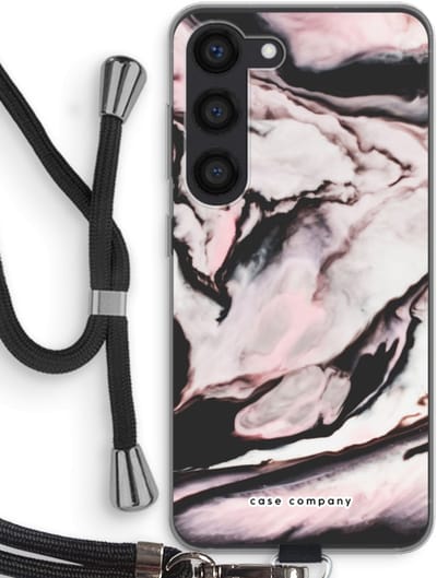 Case Company® - Hoesje met koord geschikt voor Samsung Galaxy S23 hoesje met Koord - Roze stroom - Telefoonhoesje met Zwart Koord - Bescherming aan alle Kanten en Over de Schermrand