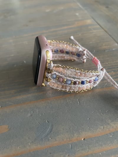 Applewatch horlogebandje Bohemian ibiza fijne glazen kraaltjes 42/44/45mm met geknoopte sluiting