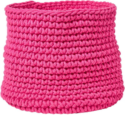 Homescapes Gebreide opbergmand, 100% katoen pink - 42 x 37 cm
