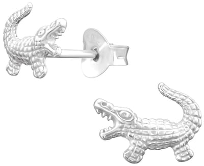 Joy|S - Zilveren krokodil oorbellen - 9 x 7 mm - sterling zilver 925 kinderoorbellen