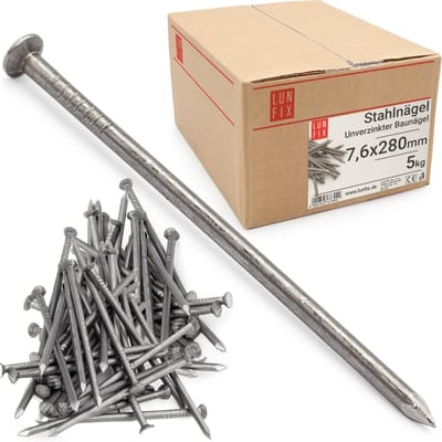 Grote Stalen Hamerkoppen Nagels 76x280mm - 5kg voor Timmerwerk en Bouw
