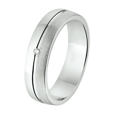 Zilver Gerhodineerde Ring A302 - 5 mm - 0.01ct H SI 1315540 17.00 mm (53)
