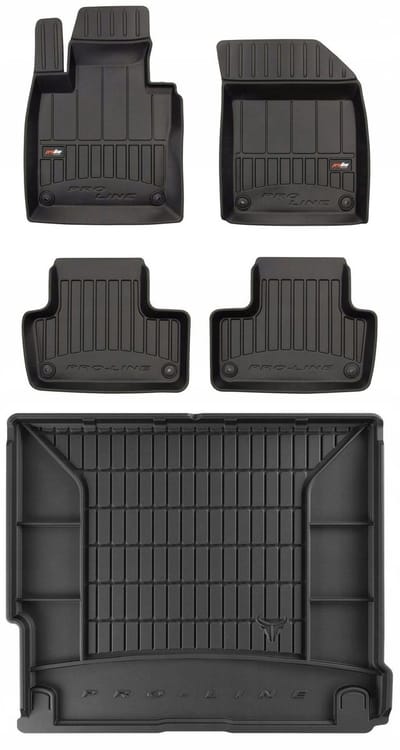 Frogum ProLine Complete Set: Luxe Rubberen Automatten + Kofferbakmat - Geschikt voor VOLVO XC60 II Vanaf 2017 - Perfecte Pasvorm - Geurloos TPE - Zwart