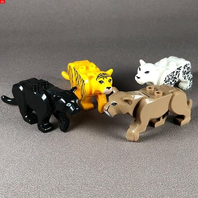 MOC Blokken Knutselen Bosdier Luipaard Leeuw Tijger Figuur bijlage Leren Gericht constructieblokken speelgoed ideaal voor kinderen cadeau black