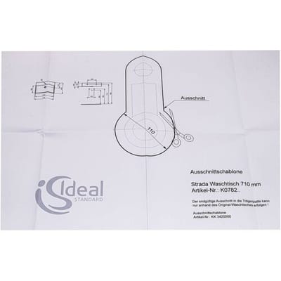 Ideal Standard template for Strada washbasin 71 cm