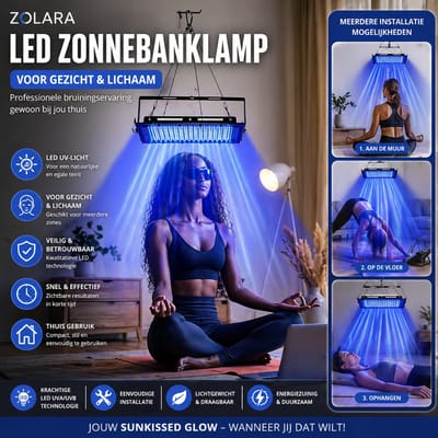 Zolara Gezichtsbruiner - UV Lamp - LED Zonnebanklamp voor Gezicht en Hals - Bruiningslamp voor Binnen - Compacte Tanning Lamp - Thuisgebruik - Zelfbruiner