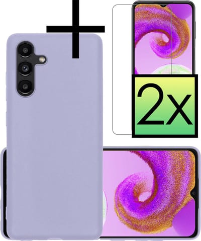 Hoesje - Met 2x Screenprotector - Geschikt voor Samsung Galaxy A04s - Sterk & Shockproof - Back Cover - Siliconen Case - Telefoon Hoes - Lila