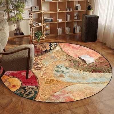 Retro Perzische Ronde Vloerkleden voor Slaapkamer Studeerkamer Stoelmat Woonkamer Decoratie Grote Vloerkleden Antislip Entree Deurmat Wasbaar 120*120cm
