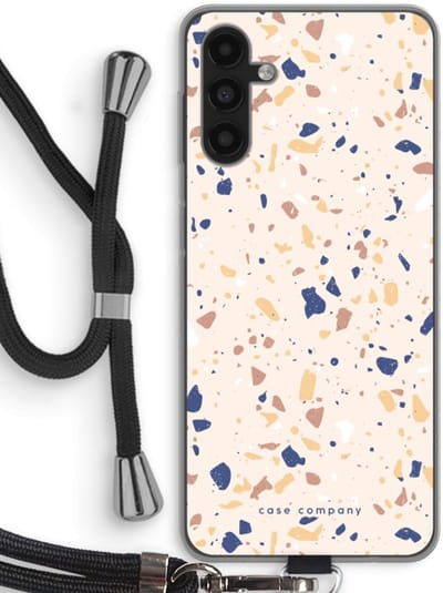 Case Company® - Hoesje met koord geschikt voor Samsung Galaxy A04s hoesje met Koord - Terrazzo N°23 - Telefoonhoesje met Zwart Koord - Bescherming aan alle Kanten en Over de Schermrand