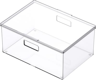 So Clever x Vacane Opbergbak 29 diep (L) met deksel - Transparant - Stapelbaar | BPA-vrij