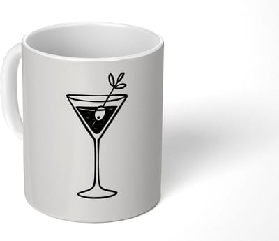 Mok - Koffiemok - Cocktail - Glas - Olijf - Minimalistisch - Mokken - 350 ML - Beker - Koffiemokken - Theemok