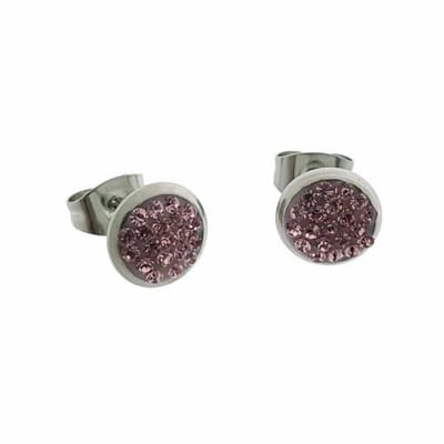 Aramat Jewels | Oorbellen | Druzy Oorbellen met Kristal RVS | Licht Roze | | | | | Verkleurd niet