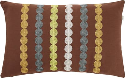 Dutch Decor FONTA - Kussenhoes 30x50 cm - bruin - groen - blauw - geborduurd dessin - retro - cirkels - met rits