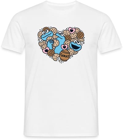 Sesamstraat Hart Met Koekiemonster T-Shirt Heren
