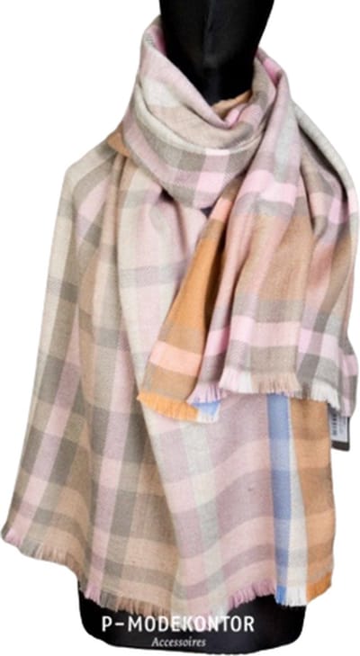 Winter Sjaal Dames Sjaal Roze-Beige Geruit