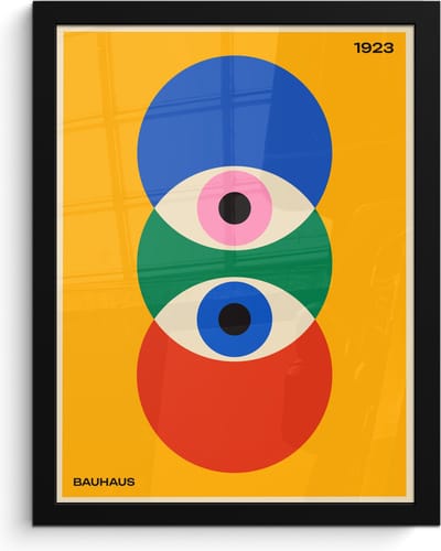 Poster in lijst - Fotolijst 30x40 cm - Posters - Bauhaus - Abstract - Vintage - Kunst - Art - Posterlijst zwart - Decoratie - Wanddecoratie woonkamer - Muurdecoratie slaapkamer