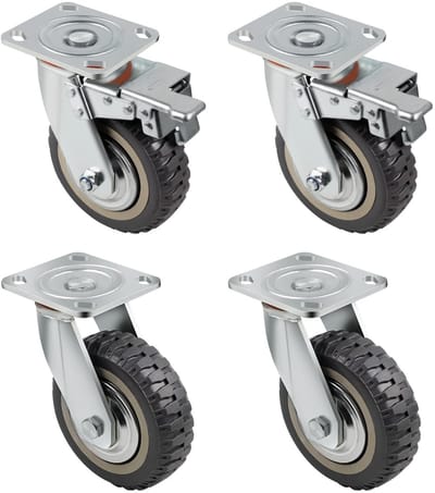 NTH products- Zwenkwielen Heavy Duty - Zwenkwielen met Rem - Transportwielen Set van 4 - Meubelwielen - Diameter 150 mm - Draagvermogen 1600 kg