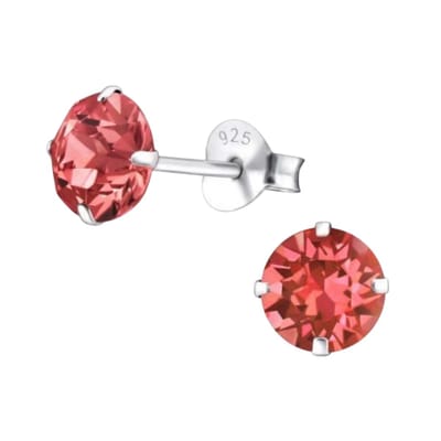 Aramat Jewels | Oorbellen | 925 Zilveren Kristal Oorbellen - Sprankelende Zirkonia Studs | 6mm / Padparadscha | | | Zilver | Kinderen, Volwassenen | Verkleurd niet