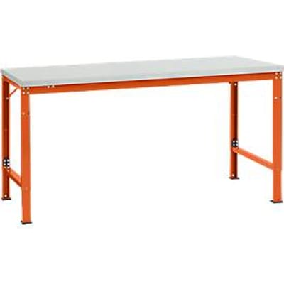 Manuflex basistafel UNIVERSAL Speciaal, 1750 x 1000 mm, melamine lichtgrijs, roodoranje