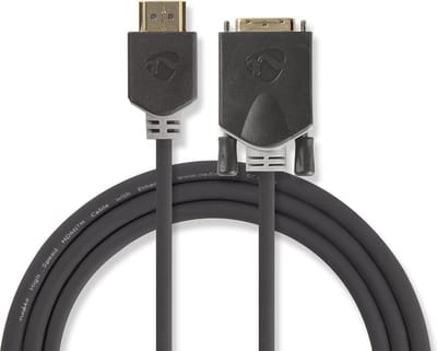 Nedis HDMI Kabel - HDMI Connector - DVI-D 24+1-Pins Male - 1080p - Verguld - 2.00 m - Recht - PVC - Antraciet - Polybag
