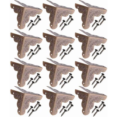 12 stuks houten sieradendoos, hoekbeschermers, ijzeren randbeschermer, brons gray