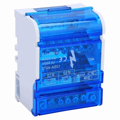 SnelShoppen - 407 Terminal Blok Verdeeldoos DIN Rail 4-niveaus Enkel Fase voor Elektrische Engineering met Vlamvertragende Messing Behuizing en Transp