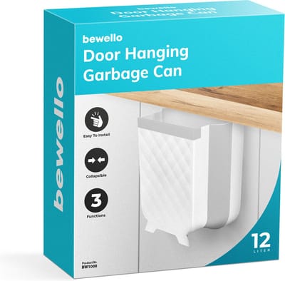 Bewello - Hangende Vuilnisbak Kastdeur - Inbouw Prullenbak Hangend voor Keukenkast - Afvalbakje Opvouwbaar - 25 x 17 x 28.5 cm