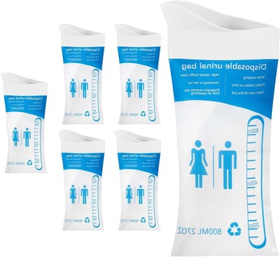 Draagbare Urinal Tas voor Vrouwen, Mannen en Kinderen - Ideaal voor Camping, Reizen en Verkeer (6 Stuks)