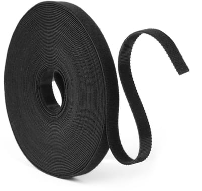 Bevestigingstape haak en lus kabelbinders, 10 mm x 10 m herbruikbare zelfklevende riemen voor kabelbeheer, zwart (10 m)