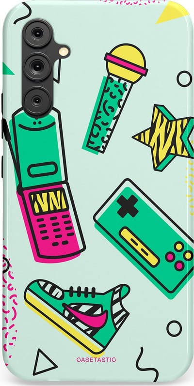 Casetastic Hoesje Geschikt voor Samsung A34 (5G) - Stijlvolle Beschermende Duo-layer Case - Retro 80s sneaker