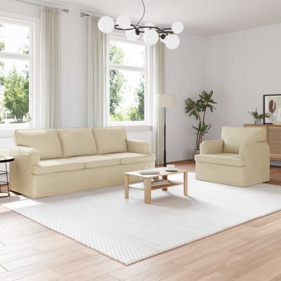 vidaXL Bankstel 2 pcs Crème 201 x 80 x 85 cm Stof