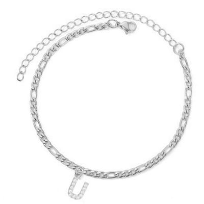 Enkelbandje - Enkelbandjes Dames - Enkelbandje Zilver - Initials - Zilverkleurig - Letter U