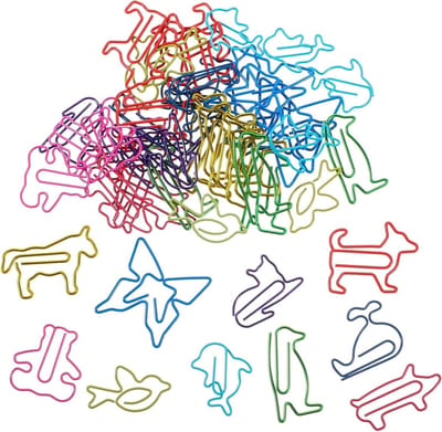 Set van 50 Kleurrijke Dierlijke Paperclips in Moderne Cartoonvormen voor Kantoor en School, Handige Bladwijzers