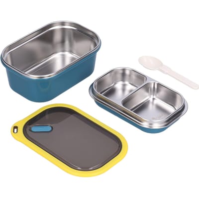 1.2L Roestvrijstalen Bento Box Dubbellaags Lekvrij Verzegelde Voedselcontainer Opbergdoos voor School gray