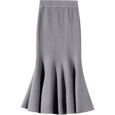 Maxi Rok Elegante Viscose Fishtail Rok met Hoge Taille Elastisch Design voor Kantoor Dames Werk Vrije Tijdskleding One Size grijs