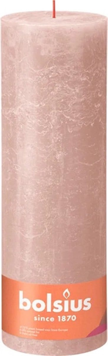 4 stuks Bolsius poeder roze rustiek stompkaars 300/100 (200 uur) Misty Pink
