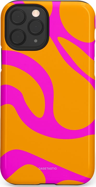 Casetastic Hoesje Geschikt voor Apple iPhone 11 Pro - Stijlvolle Beschermende Duo-layer Case - Zonnige Zebra Roze-Oranje
