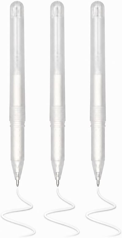 Set van 3 metallic gelstiften met 1,0 mm lijndikte, witte inktpen voor tekenen, schrijven en knutselen met hoge kleurweergave.