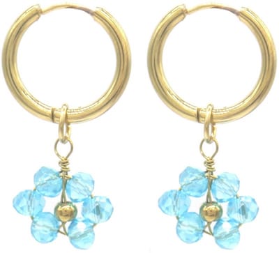 Oorbellen - oorringen - bedels - RVS - goudkleurig - blauw - bloemetjes - hip - trendy - tijdloos - chique - feest - verjaardag - cadeau - geschenk - vrouwen - dames