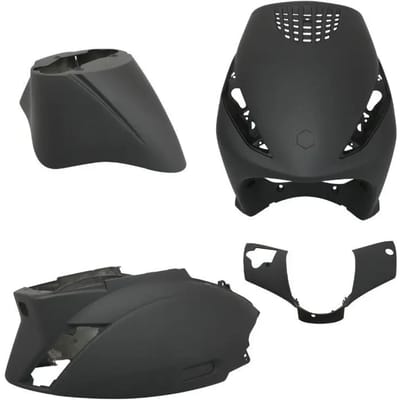 kit carénage p2r pour scooter piaggio 50 zip 2000 à 2020 4 stuks noir mat neuf