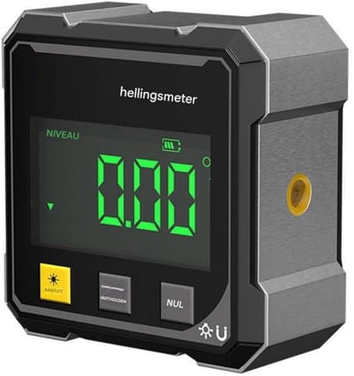 GELLDG Digitale Hoekmeter - Digitale Waterpas - Elektronische Hoekmeter - Duurzaam Ontwerp - Supersnelle 360° Meting - Grote LED-Scherm - Kunststof - 61*61*31 mm - Geschikt voor Tafelzaag - Houtbewerking - Met Achtergrondverlichting - Zwart