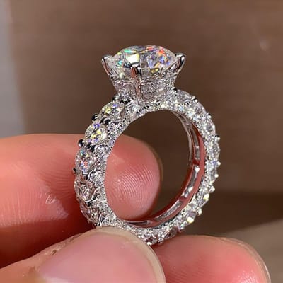 Sterling Volledig Witte Zirkonia Strass Ringen Voor Vrouwen Mode Trendy Bruiloft Verloving Sieraden Cadeaus 6 gray