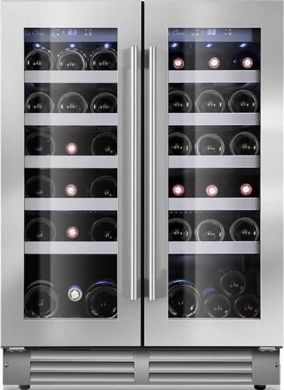 Le Chai LSB380 - 2 Temperatuurzones 5 tot 18 °C - 38 Flessen - RVS - LED verlichting - anti UV glasdeuren